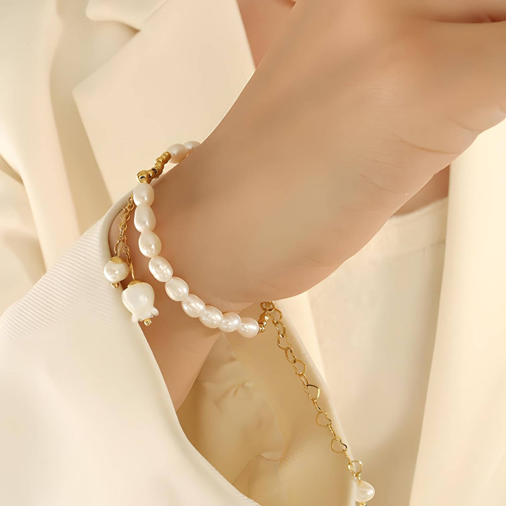 18K gold plated Stainless steel  Flower bracelet, Intensity