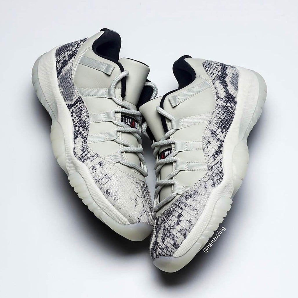 Air Jordan 11 Retro Low Light Bone Snakeskin Sneakers