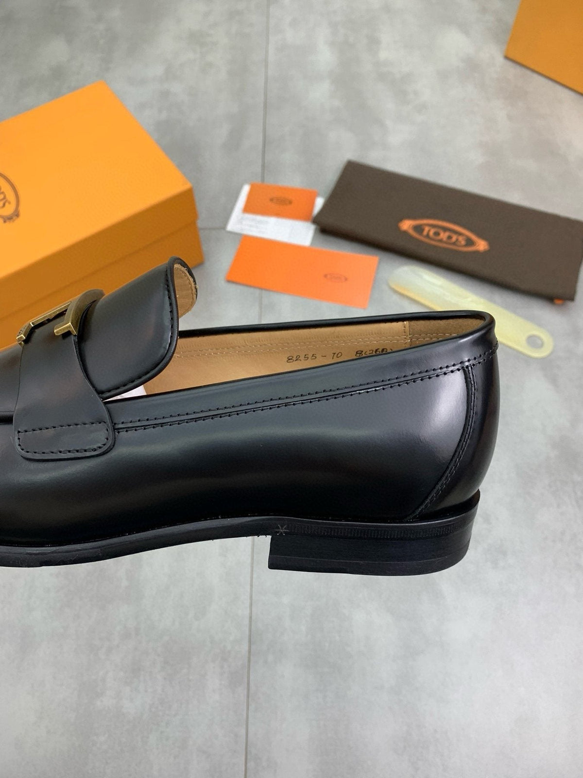 TOD'S Black Gold-Tone Hardware Loafers — detail