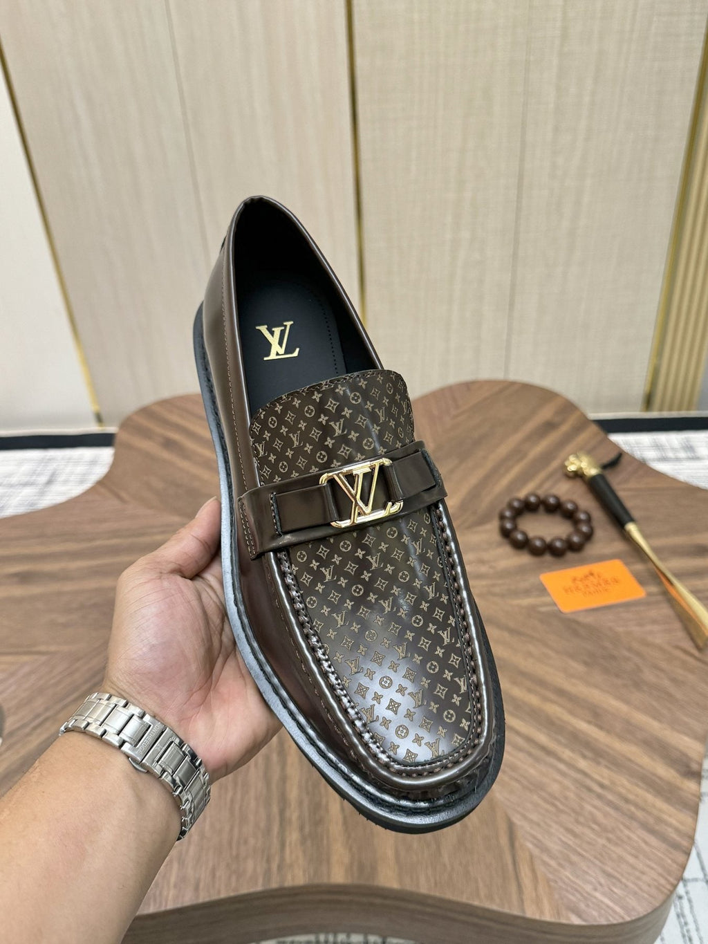 Louis Vuitton Patterned Hardware Loafers — detail